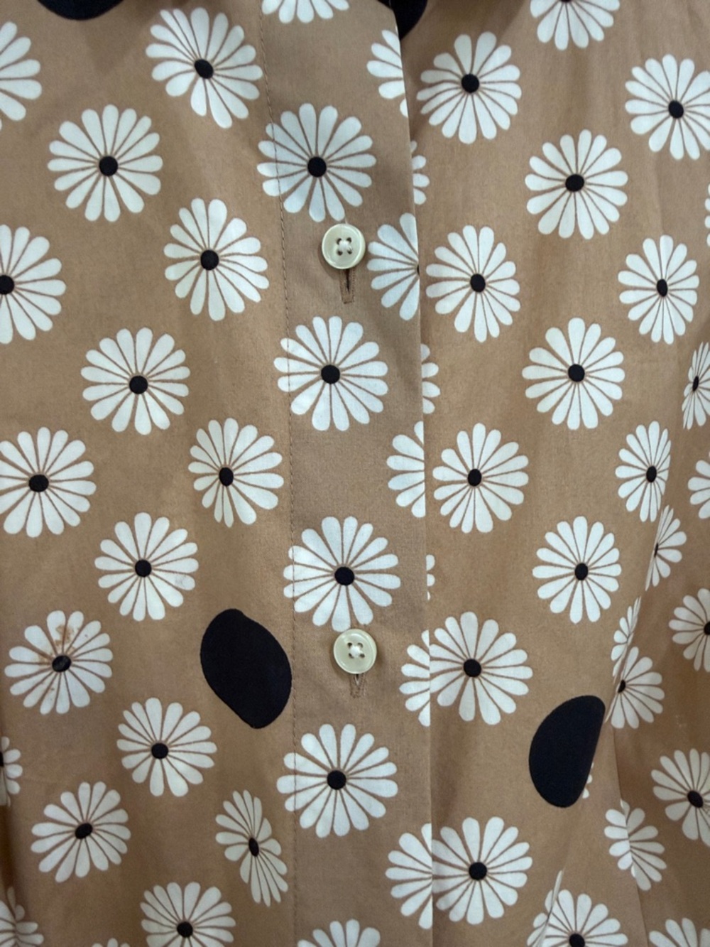 Talbots Brown Floral & Black Dot Long Sleeve Dress - Picture 6 of 9